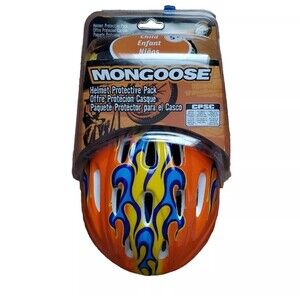 Mongoose Orange Fire Flame Children's Bike Helmet With Pads